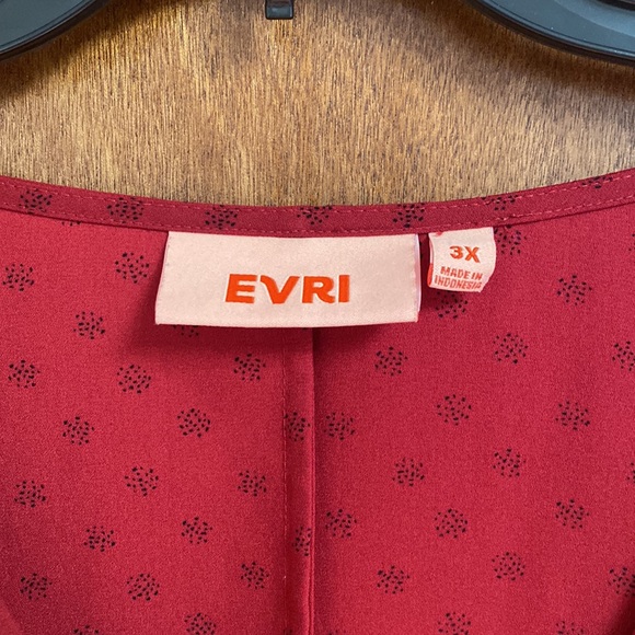 Burgundy Evri Tunic style blouse 3x - Picture 4 of 5